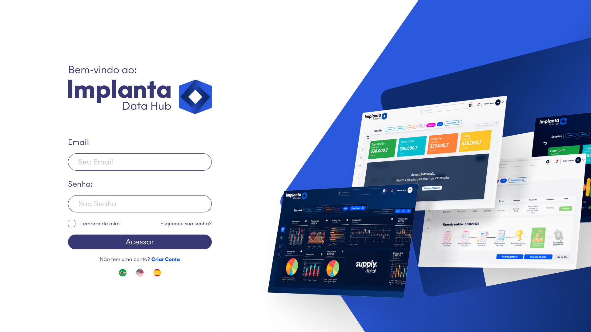 Tela de login do Data Hub